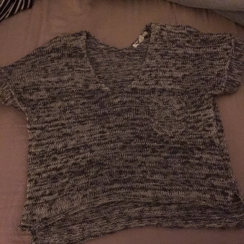 Wool woven t shirt with breast pocket